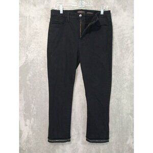 Jen7 For All Mankind Jeans Womens 10 Black Denim Ankle Straight Mid Rise Stretch